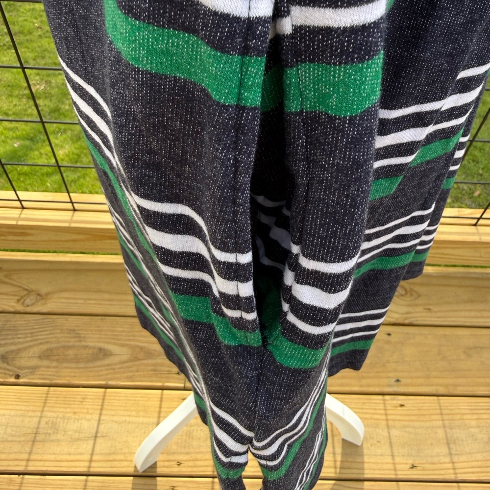 Notre Dame Women’s V-Neck Long Sleeve Striped Dress in Black, Green & White - Picture 5 of 6